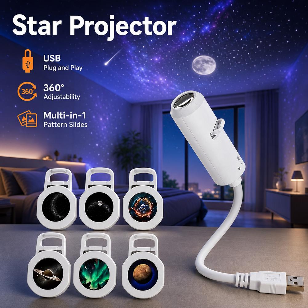 Planetarium Projector Home - مصباح بروجيكتور محمول يعمل عبر USB،